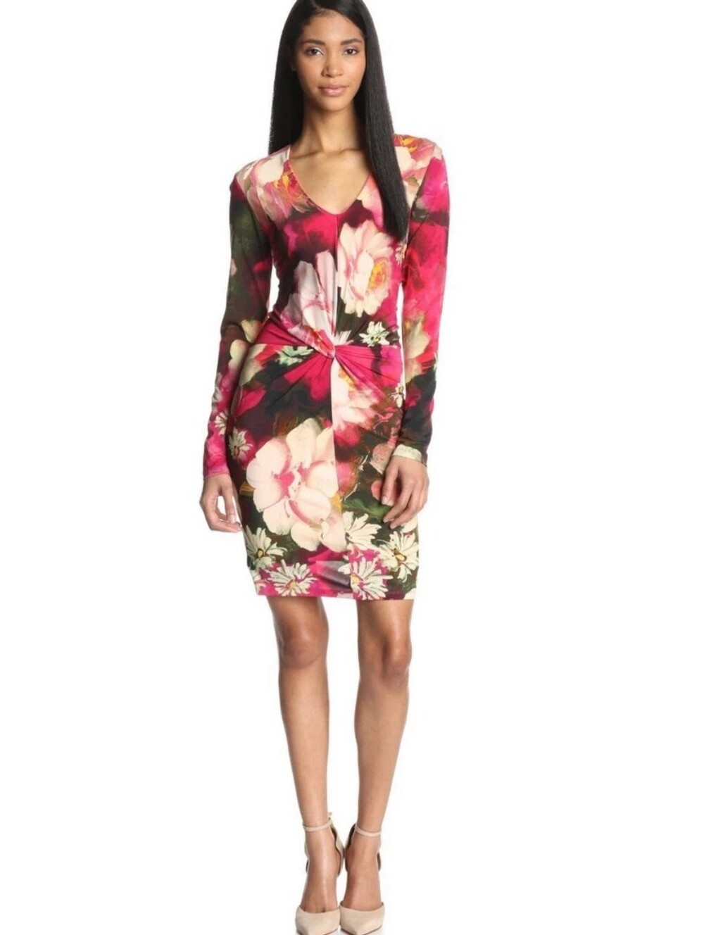 Ted Baker Tammar Floral Midi Dress Ted Size 2 US 6 Twist Waist Knot